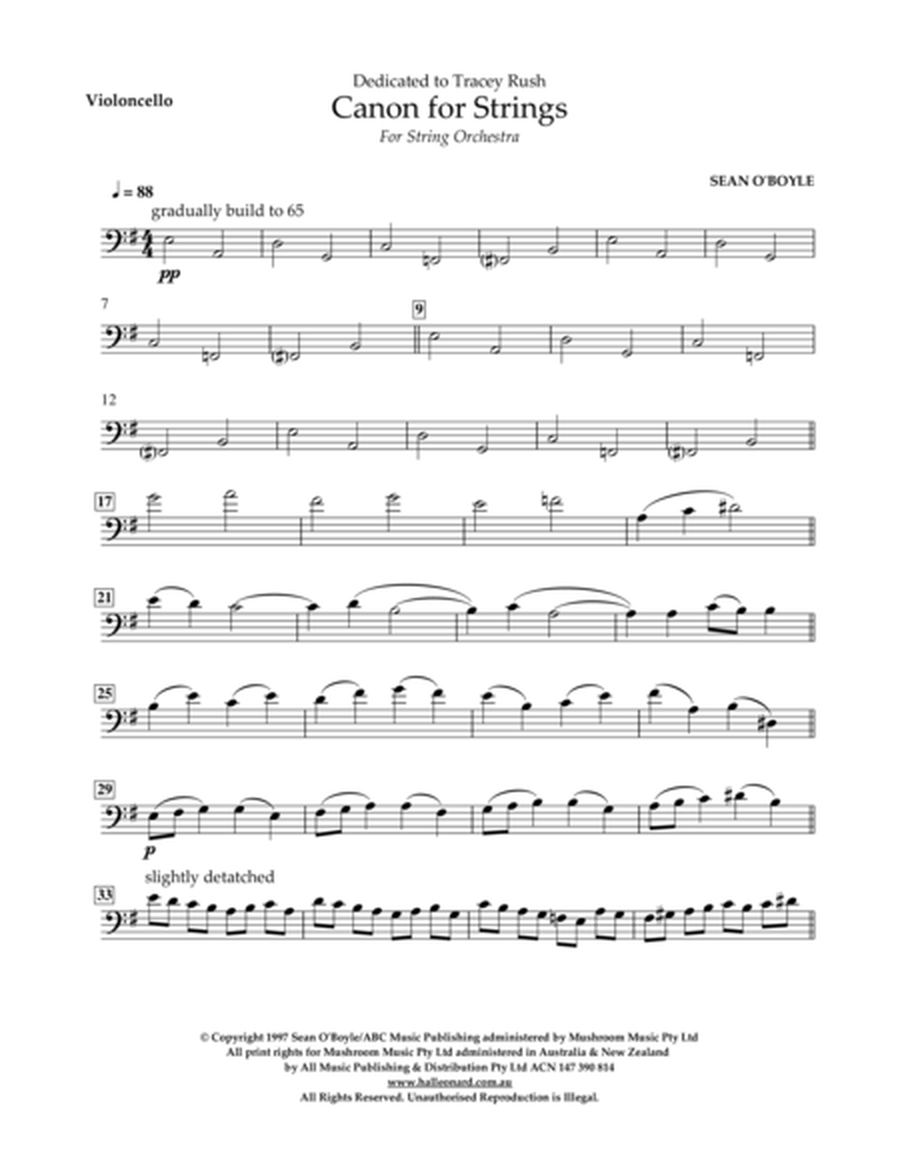 Canon for Strings - Violoncello