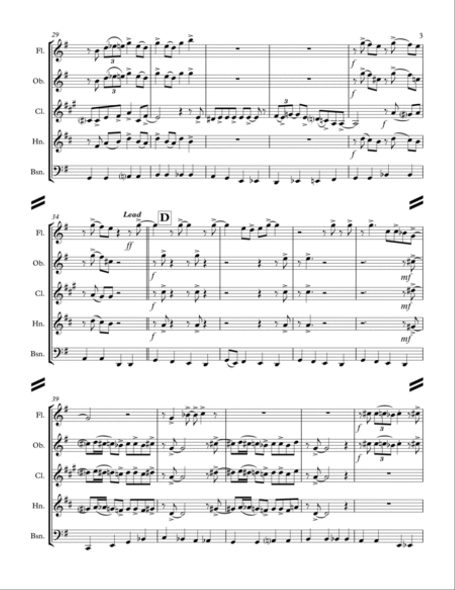Boogie Woogie Santa Claus Woodwind Quintet scores gallery preview page 4