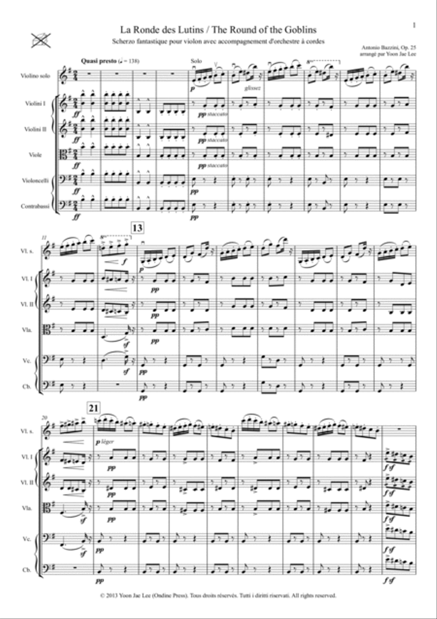 The Round (Dance) of the Goblins for Violin and String Orchestra, Op. 25 - Score Only String Orchestra scores gallery preview page 5
