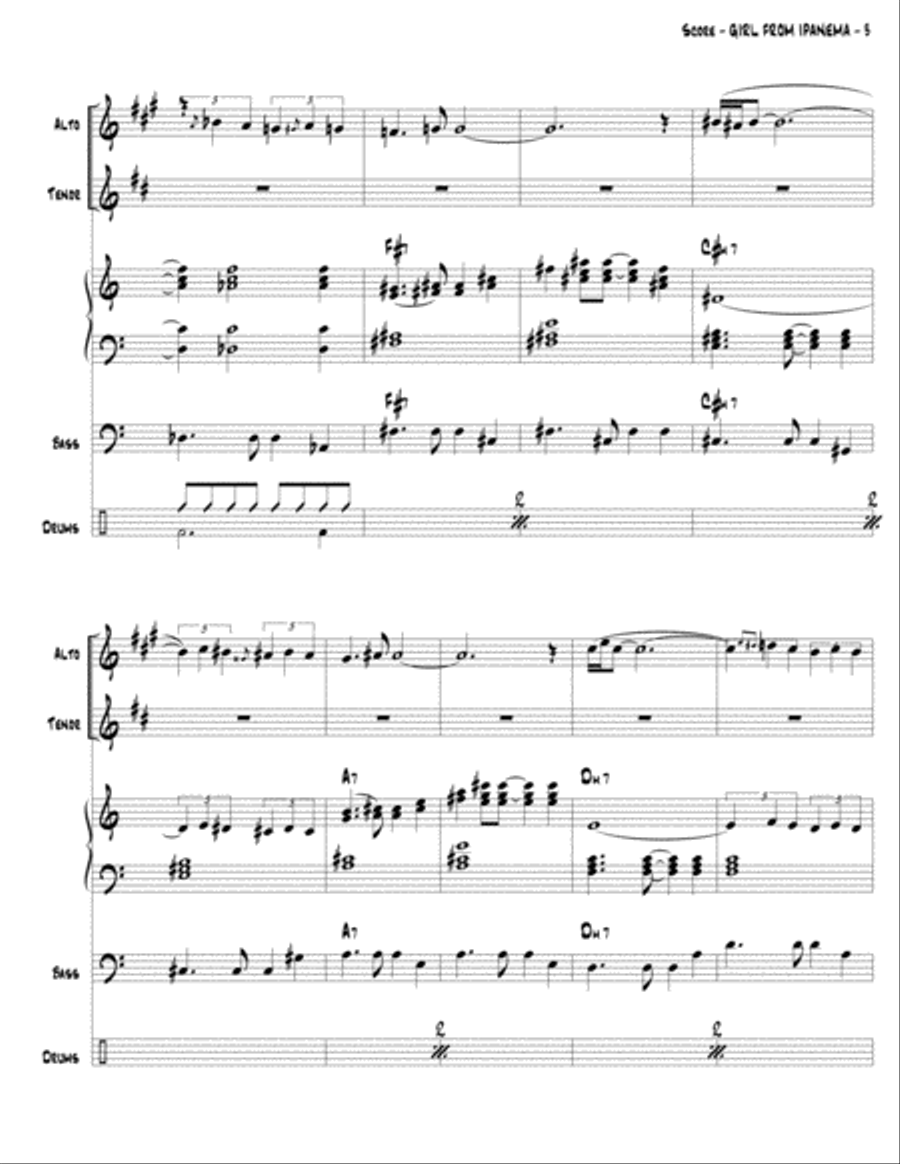 The Girl From Ipanema (Garota De Ipanema) Jazz Ensemble scores gallery preview page 4
