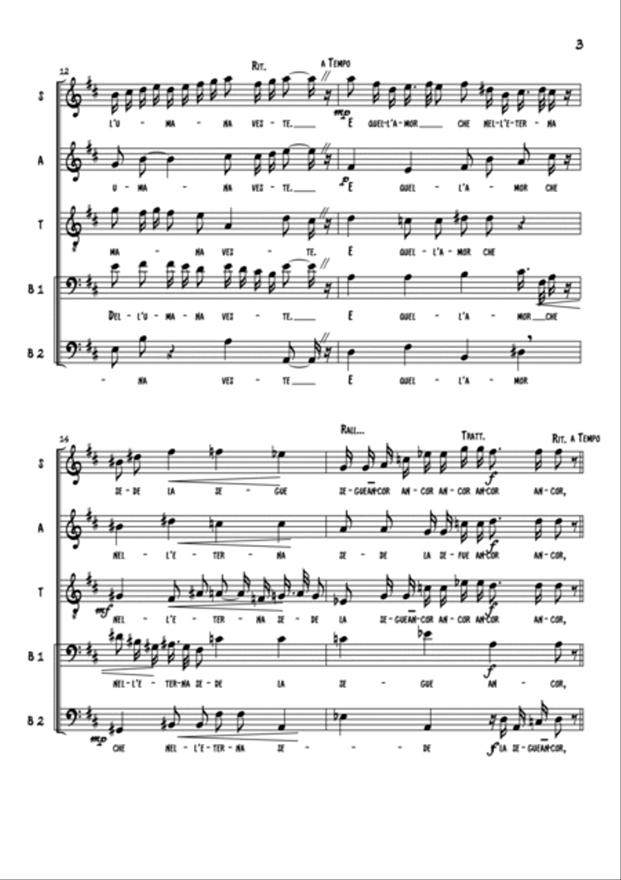 E quella certa speme_Madrigal Spiritual for Choir SATBB a cappella image number null