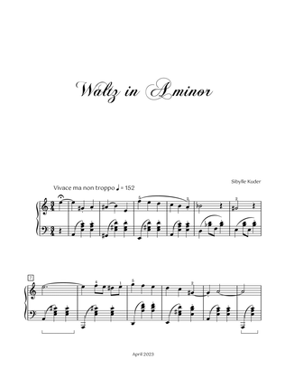 Book cover for Waltz in A minor for Intermediate Solo Piano