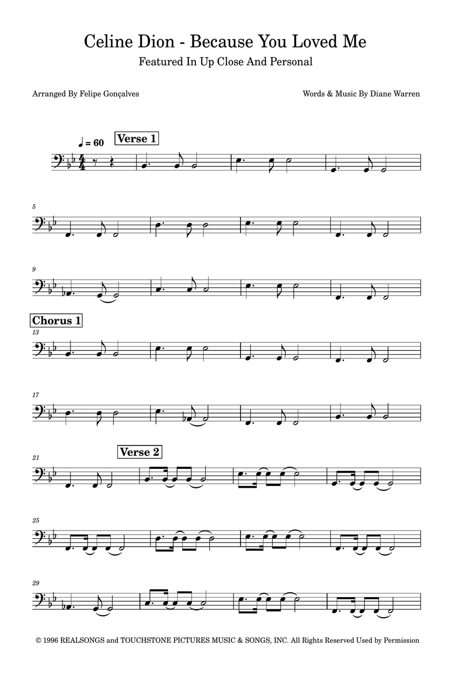 Because You Loved Me Acoustic Guitar scores gallery preview page 1