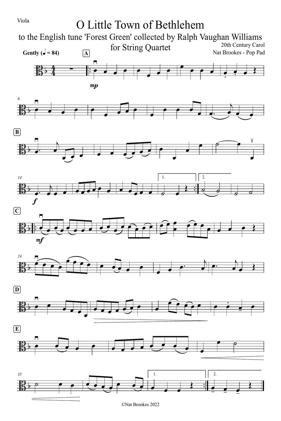O Little Town of Bethlehem - UK Version (String Quartet) String Quartet scores gallery preview page 4