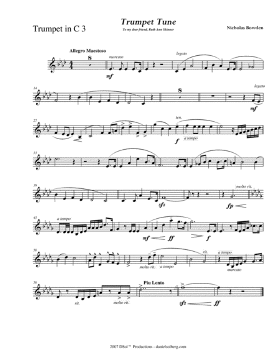 Trumpet Tune - instrumental parts and score Large Ensemble scores gallery preview page 6