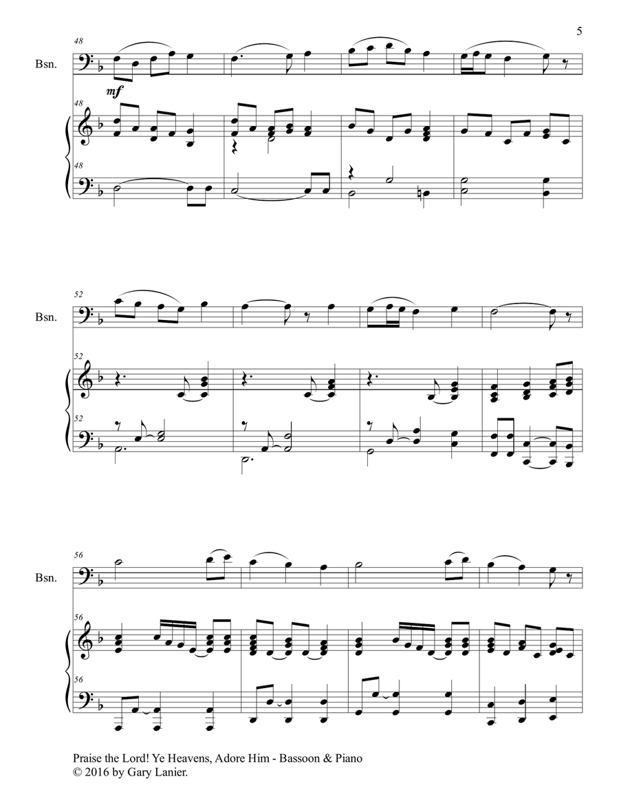 3 Hymns of Praise & Encouragement (Duets for Bassoon and Piano) Bassoon Solo scores gallery preview page 6