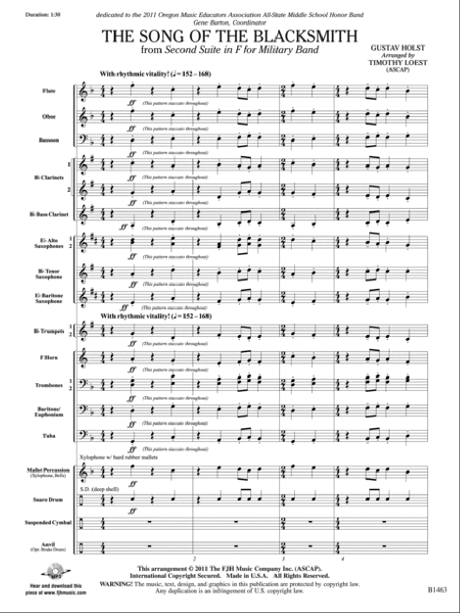 The Song of the Blacksmith: Score Concert Band scores gallery preview page 3