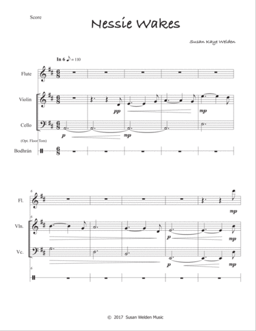 Nessie Wakes - A Celtic Quartet Small Ensemble scores gallery preview page 1