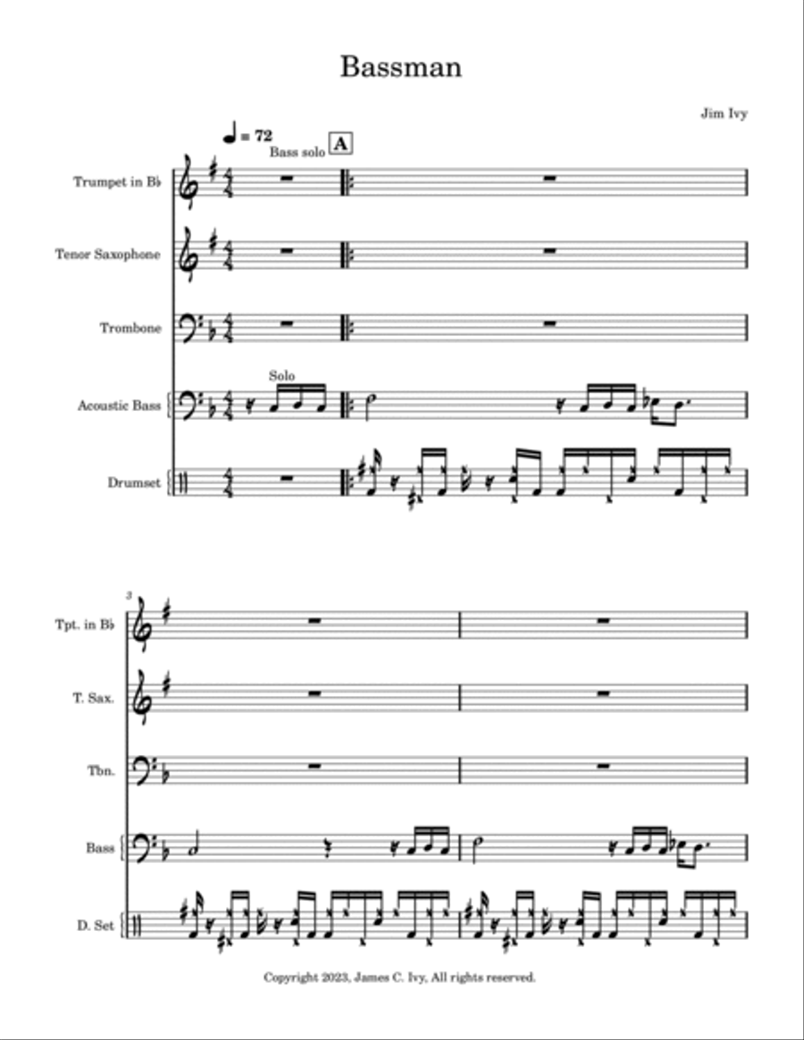 Bassman! Bassman! Jazz Ensemble scores gallery preview page 2