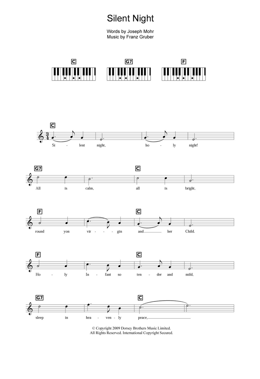 Silent Night Piano Solo scores gallery preview page 1
