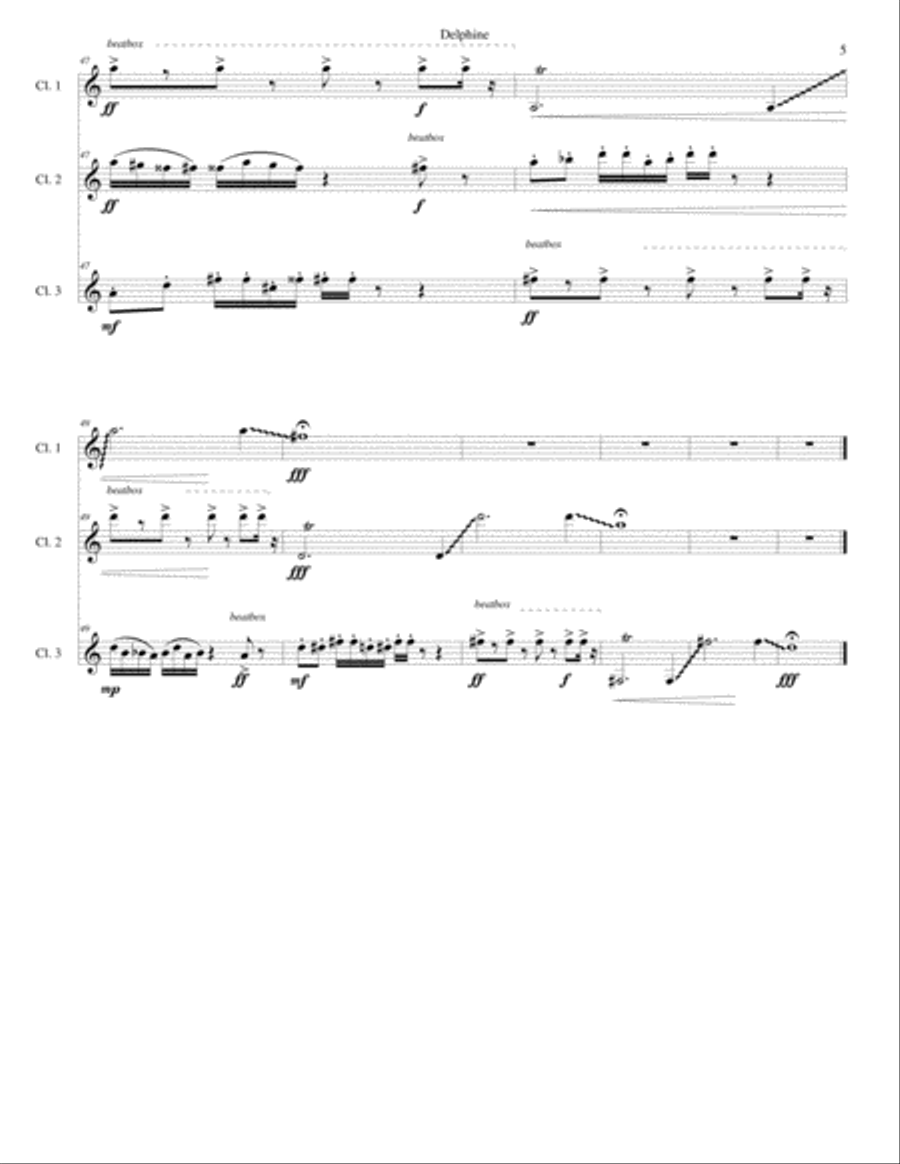 Delphine for clarinet trio (canon a 3) Clarinet Trio scores gallery preview page 5