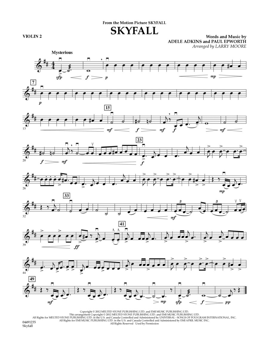 Skyfall - Violin 2 Orchestra scores gallery preview page 1