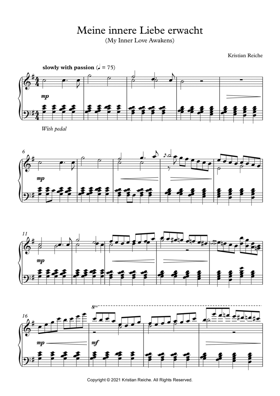 Meine innere Liebe erwacht (My Inner Love Awakens) Piano Solo scores gallery preview page 1