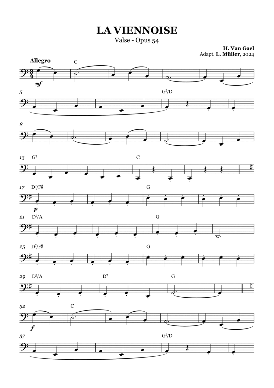 La Viennoise - H. Van Gael - Tuba - with chords Chamber Music scores gallery preview page 1