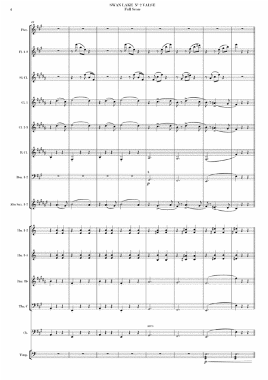 SWAN LAKE - Nº 2 VALSE - P. I. TSCHAIKOSKY Concert Band scores gallery preview page 6