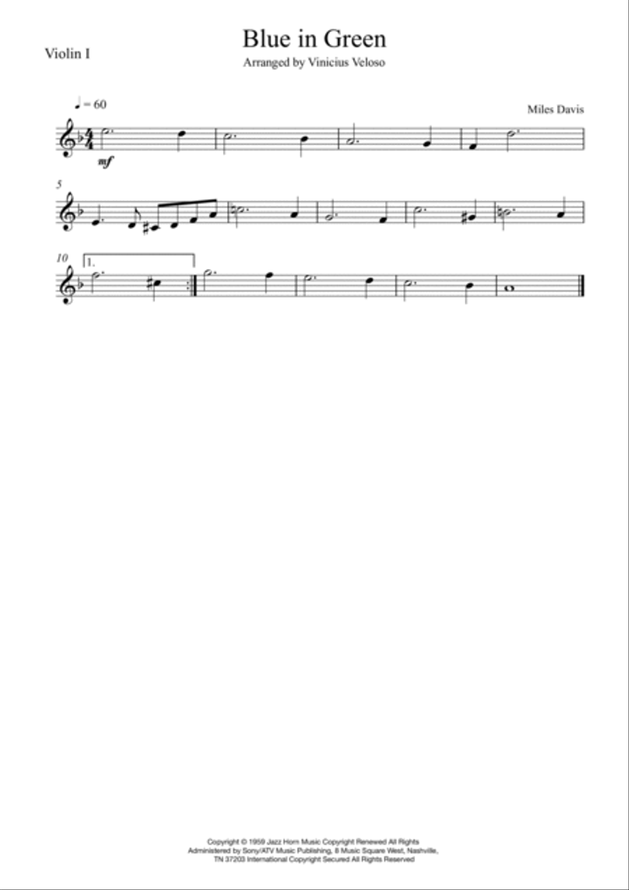 Blue In Green String Quartet scores gallery preview page 2