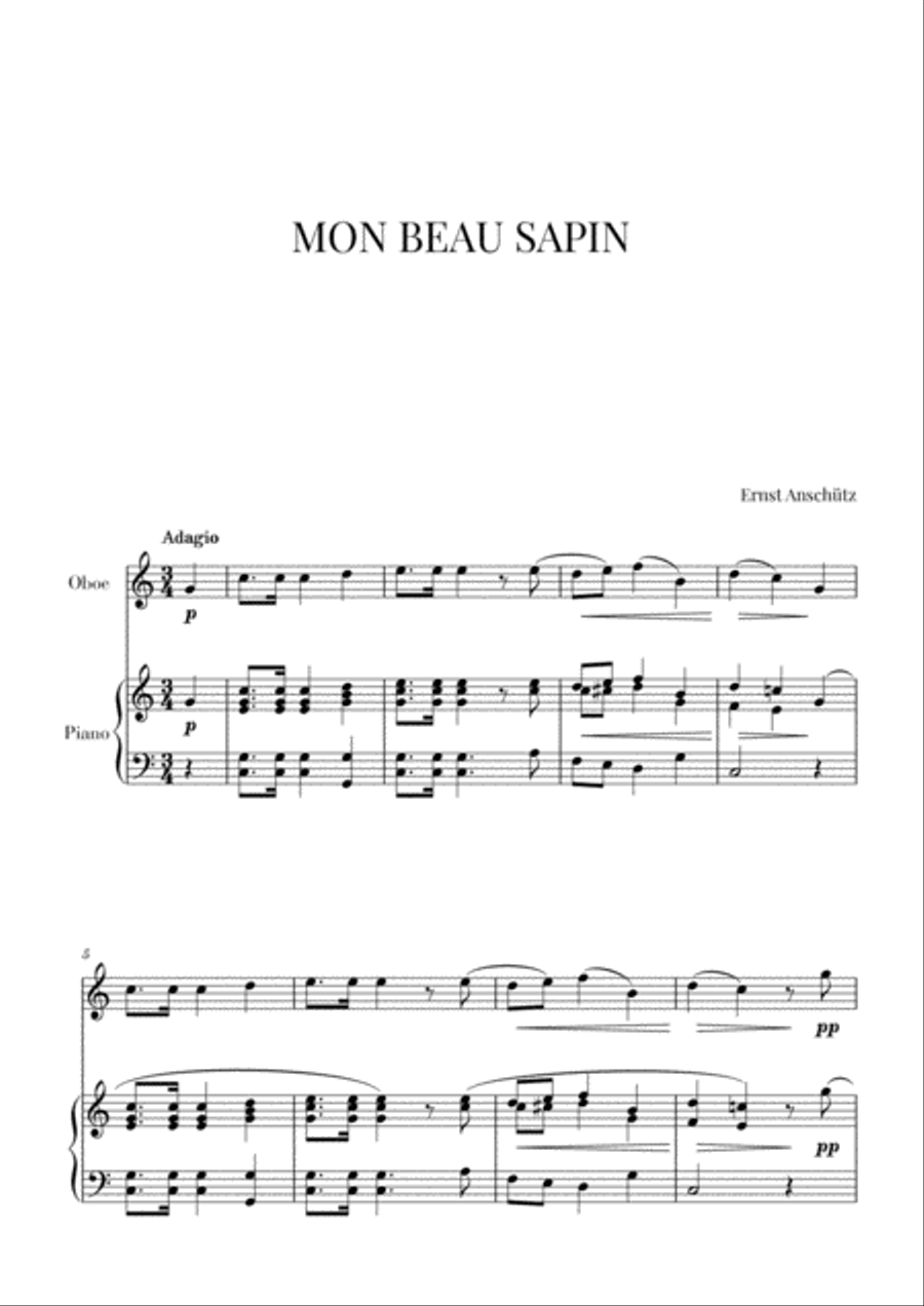 Mon Beau Sapin for Oboe and Piano Woodwind Duet scores gallery preview page 1