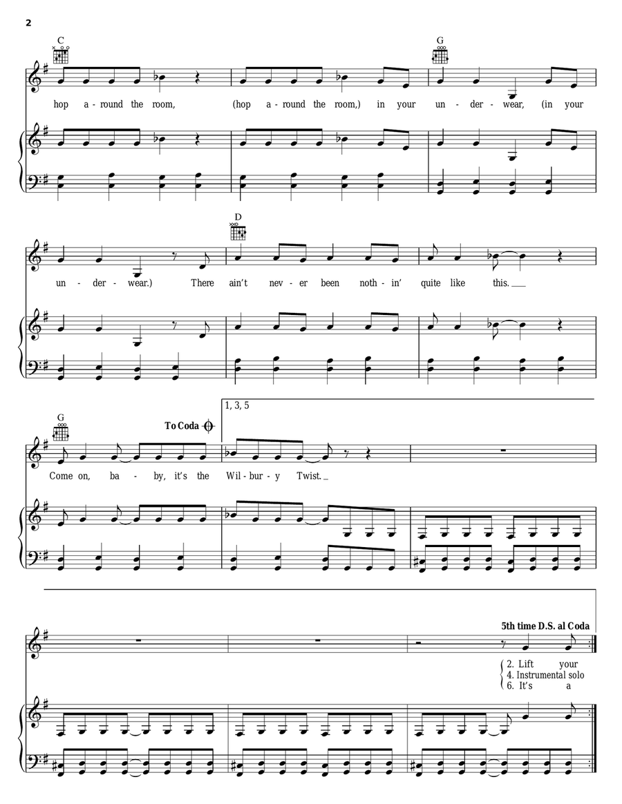 Wilbury Twist Piano, Vocal, Guitar scores gallery preview page 2