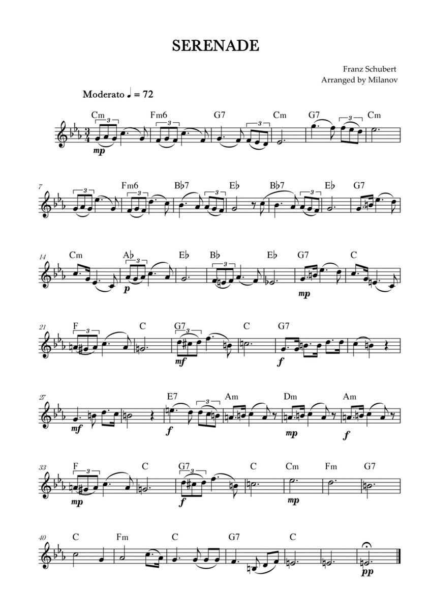 Serenade | Schubert | Lead Sheet | C minor image number null