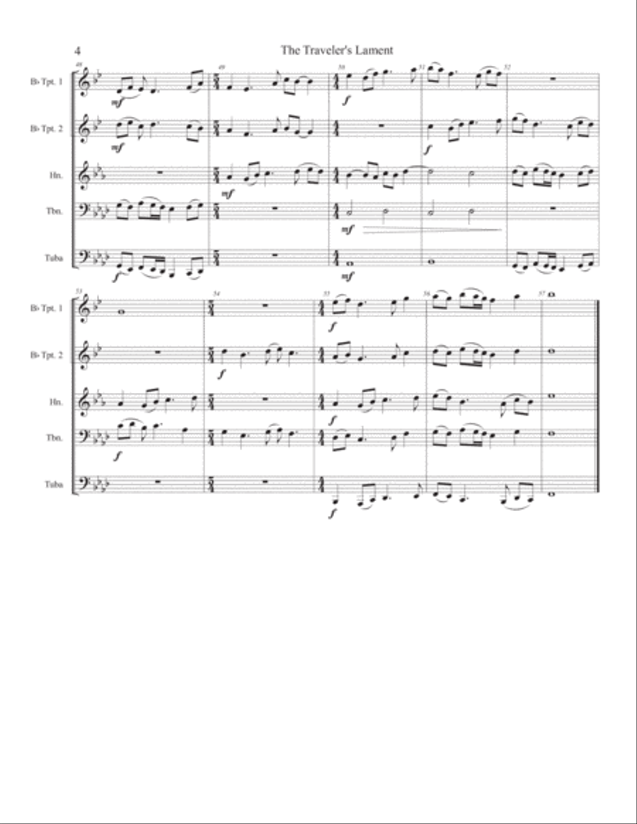 The Traveler's Lament Brass Ensemble scores gallery preview page 4
