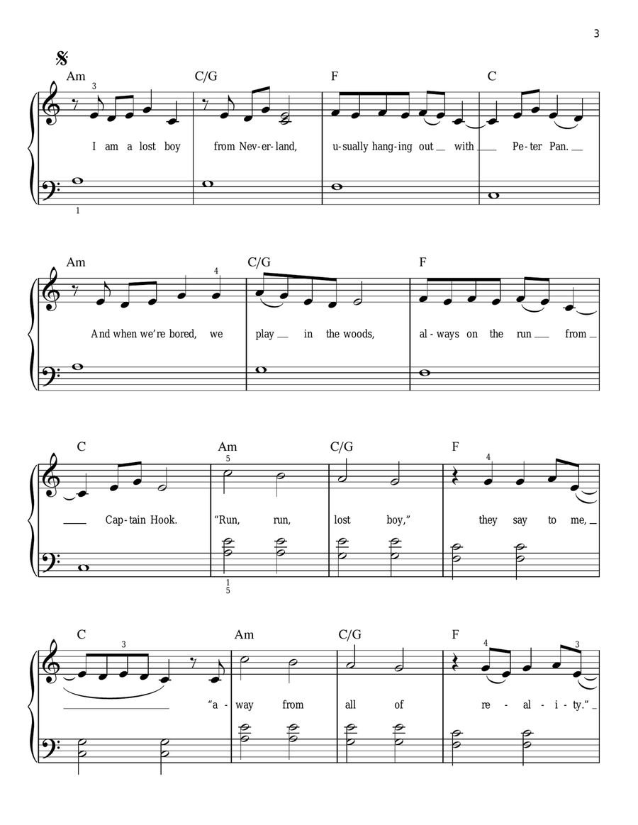 Lost Boy Easy Piano scores gallery preview page 3