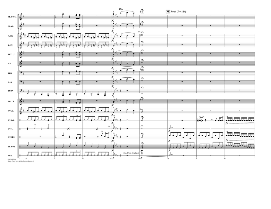 Baby Elephant Walk/Peter Gunn - Full Score Marching Band scores gallery preview page 6