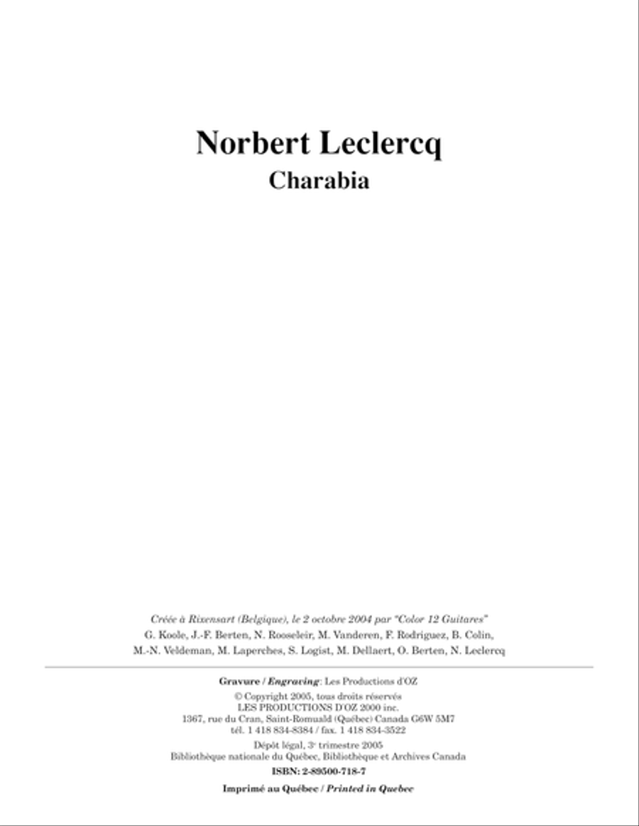 Charabia Guitar Ensemble scores gallery preview page 1
