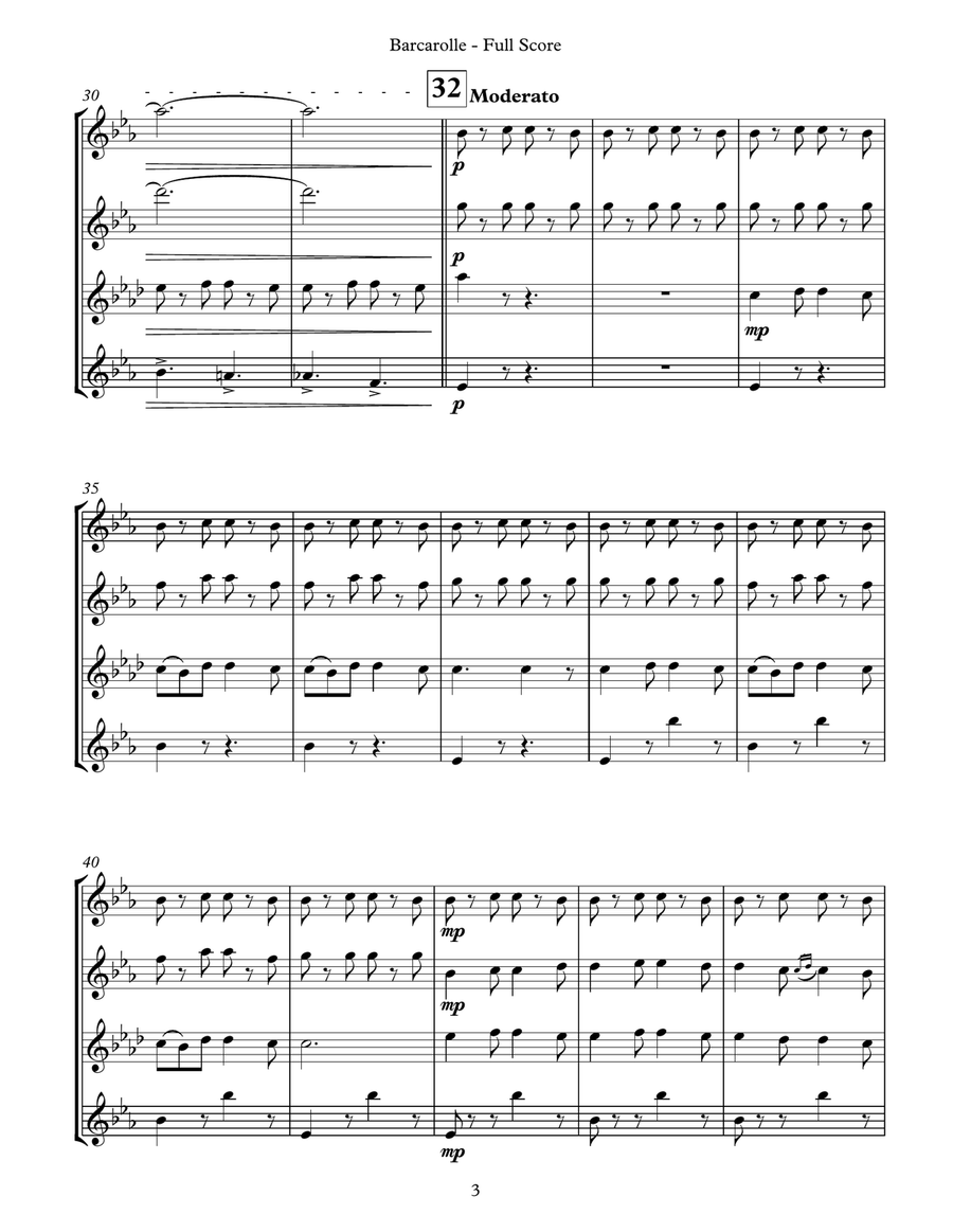 Barcarolle (for Flute Quartet) Flute Quartet scores gallery preview page 5