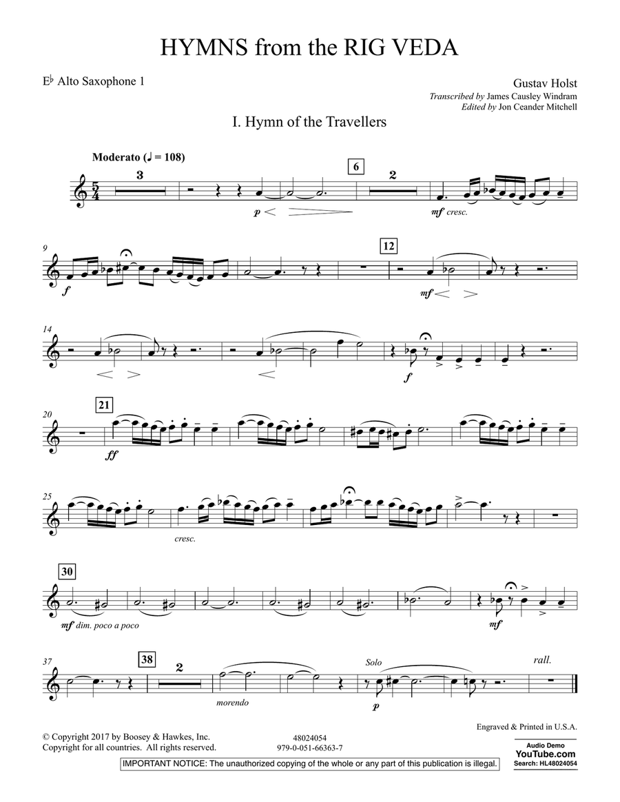 Hymns from the Rig Veda - Eb Alto Saxophone 1