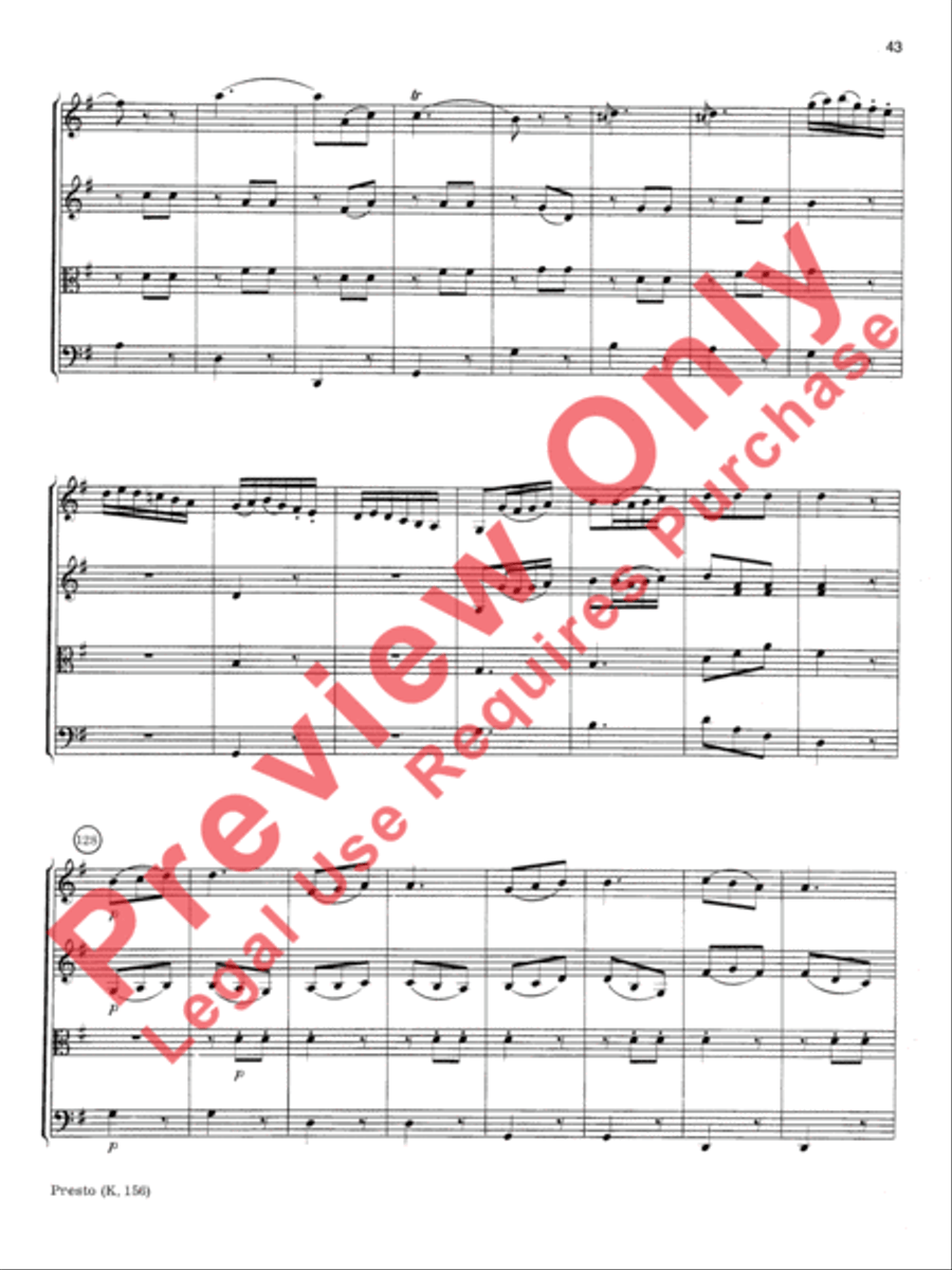 Mozart String Quartets String Quartet scores gallery preview page 44