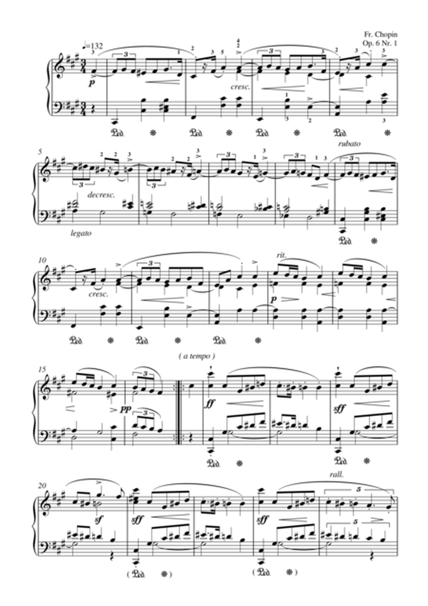 Mazurka in F sharp minor, Op. 6 No. 1