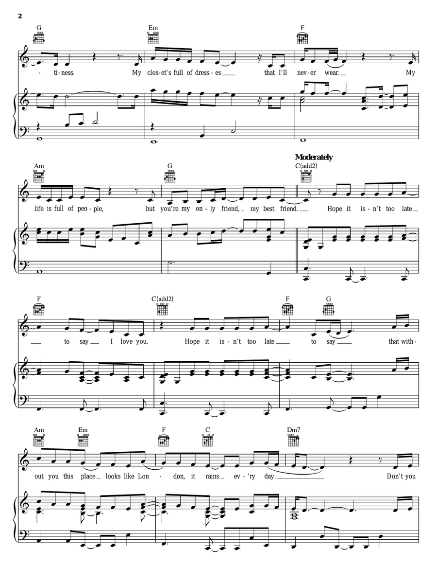 Your Embrace Your Embrace Piano, Vocal, Guitar scores gallery preview page 2