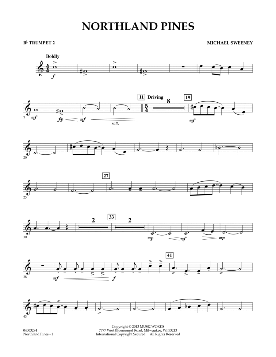Northland Pines - Bb Trumpet 2 Concert Band scores gallery preview page 1