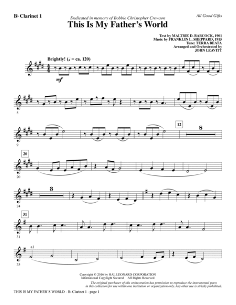 All Good Gifts - Bb Clarinet 1 Choir scores gallery preview page 2