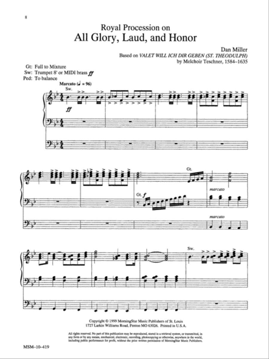 Royal Procession on All Glory, Laud, and Honor Organ scores gallery preview page 1