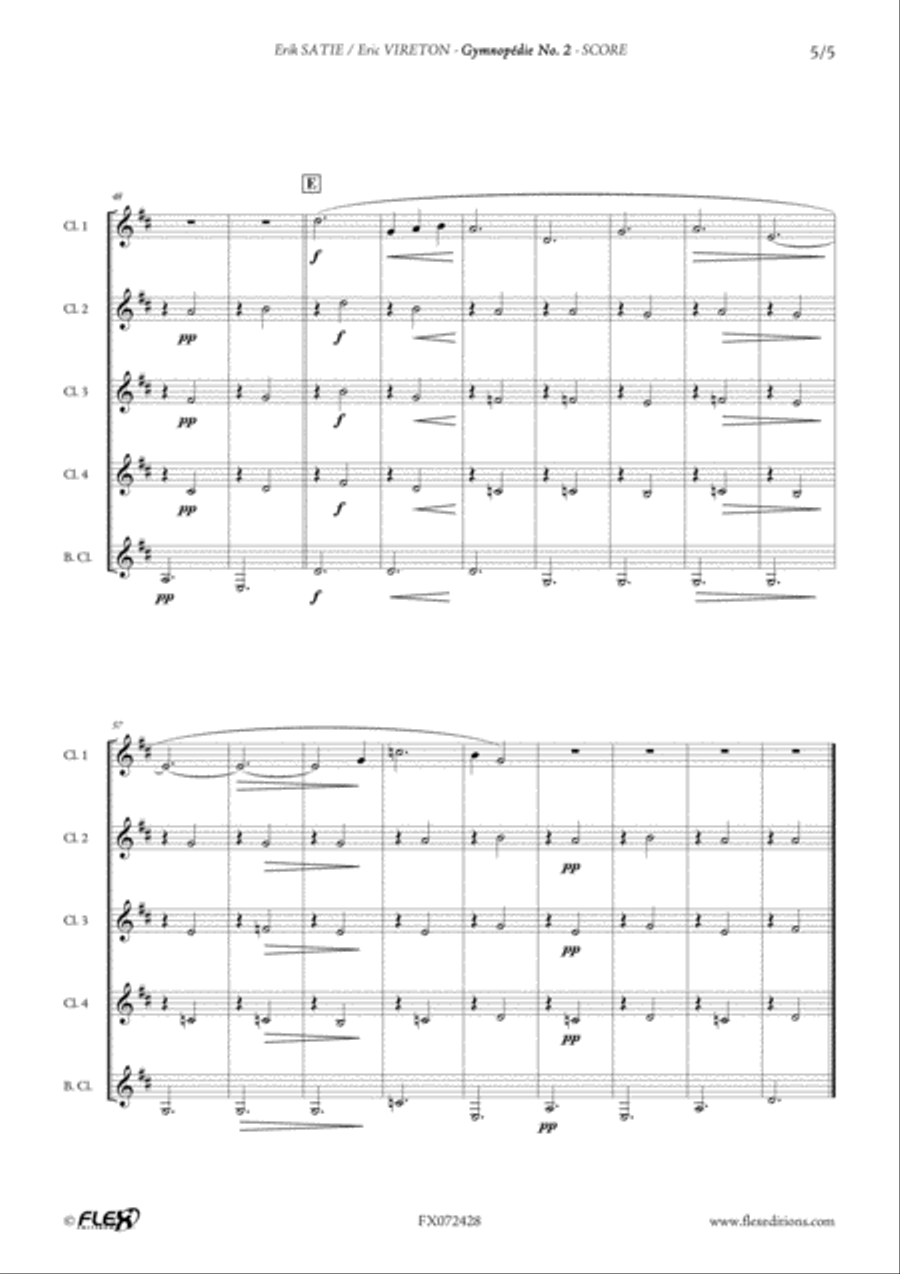 Gymnopedie No. 2 Clarinet Quintet scores gallery preview page 5