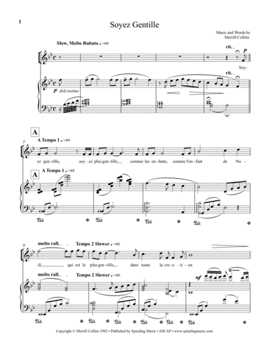 Soyez Gentille Piano Vocal Score in Bb