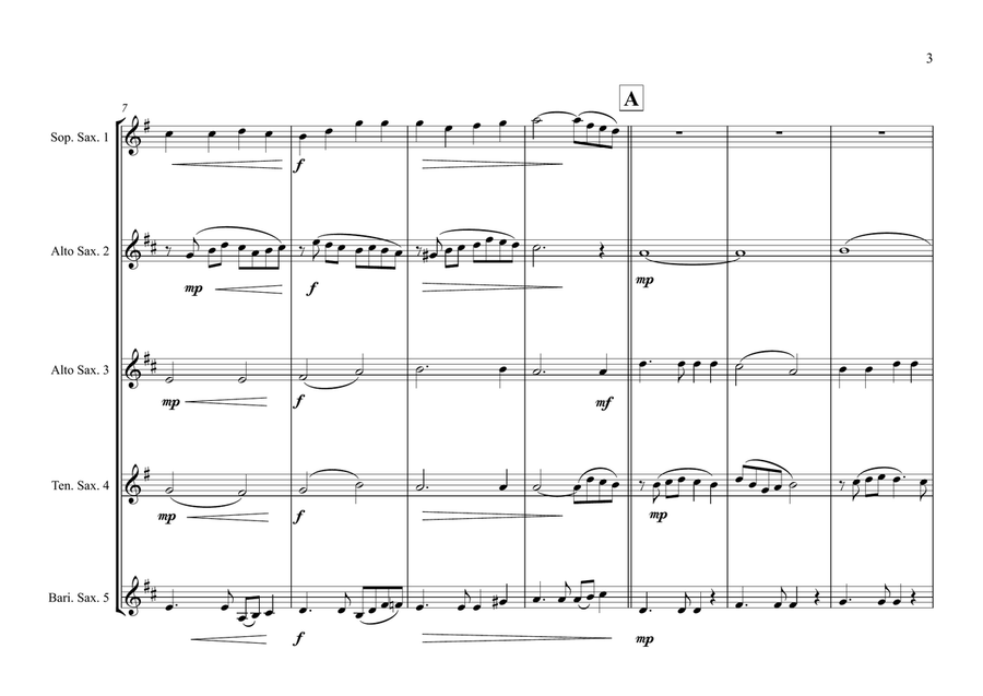 Puff The Magic Dragon Saxophone Quintet scores gallery preview page 3