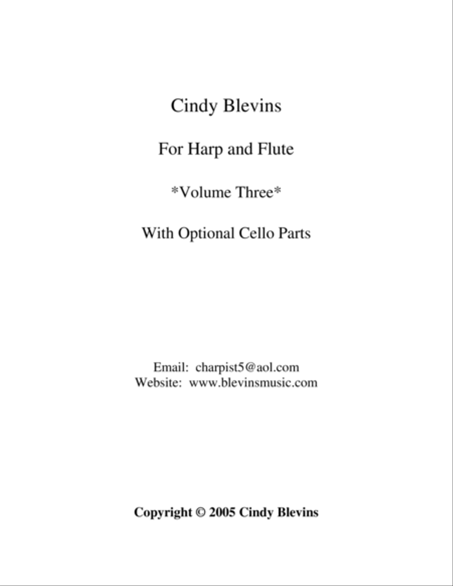 Cindy Blevins for Harp, Flute and Cello, Vol. 3 image number null