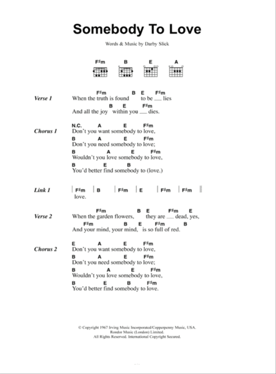 Somebody To Love Acoustic Guitar scores gallery preview page 1