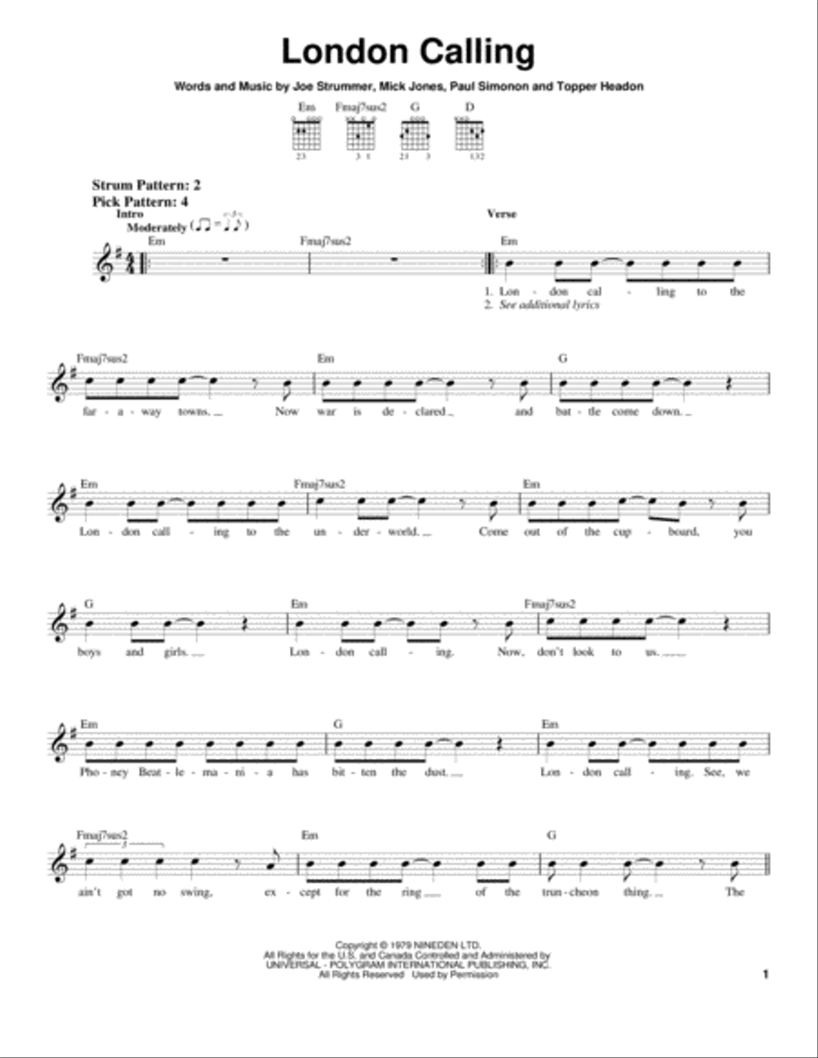 London Calling London Calling Acoustic Guitar scores gallery preview page 1