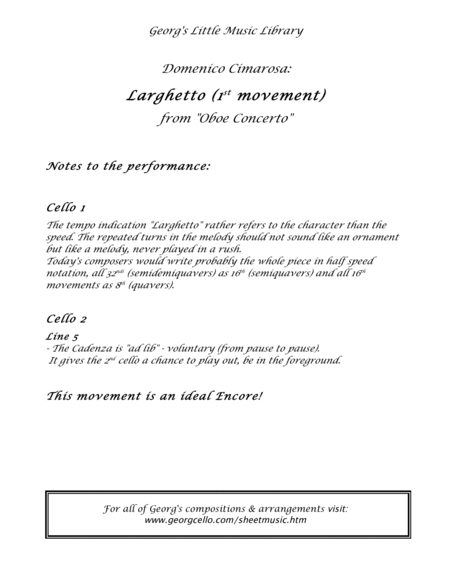 Cimarosa "Larghetto"form Oboe Concerto for 2 cellos