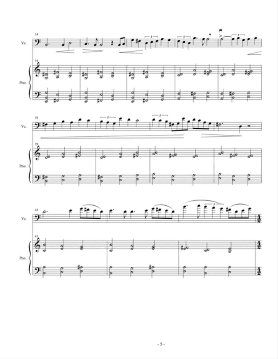 Hymn of Peace for Cello and Piano Piano scores gallery preview page 5