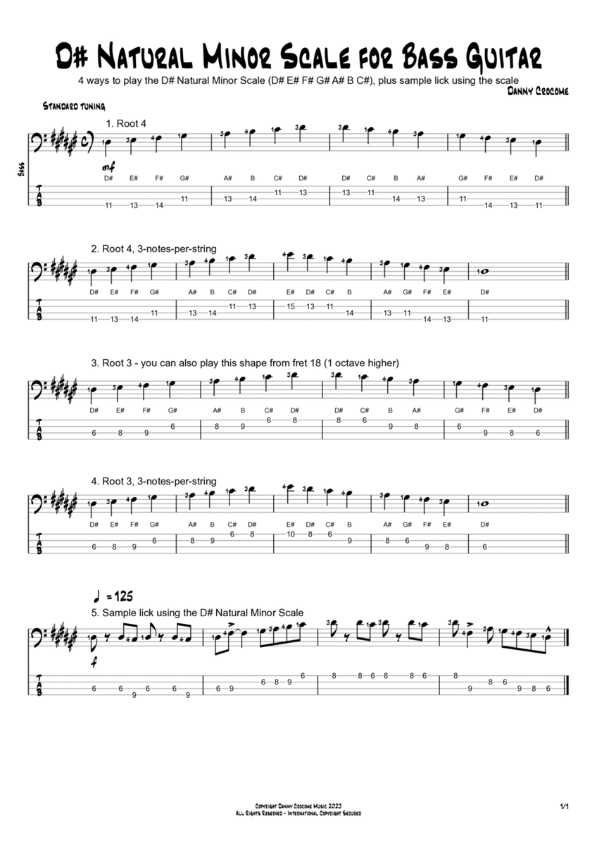 D# Natural Minor Scale for Bass Guitar (4 Ways to Play) image number null