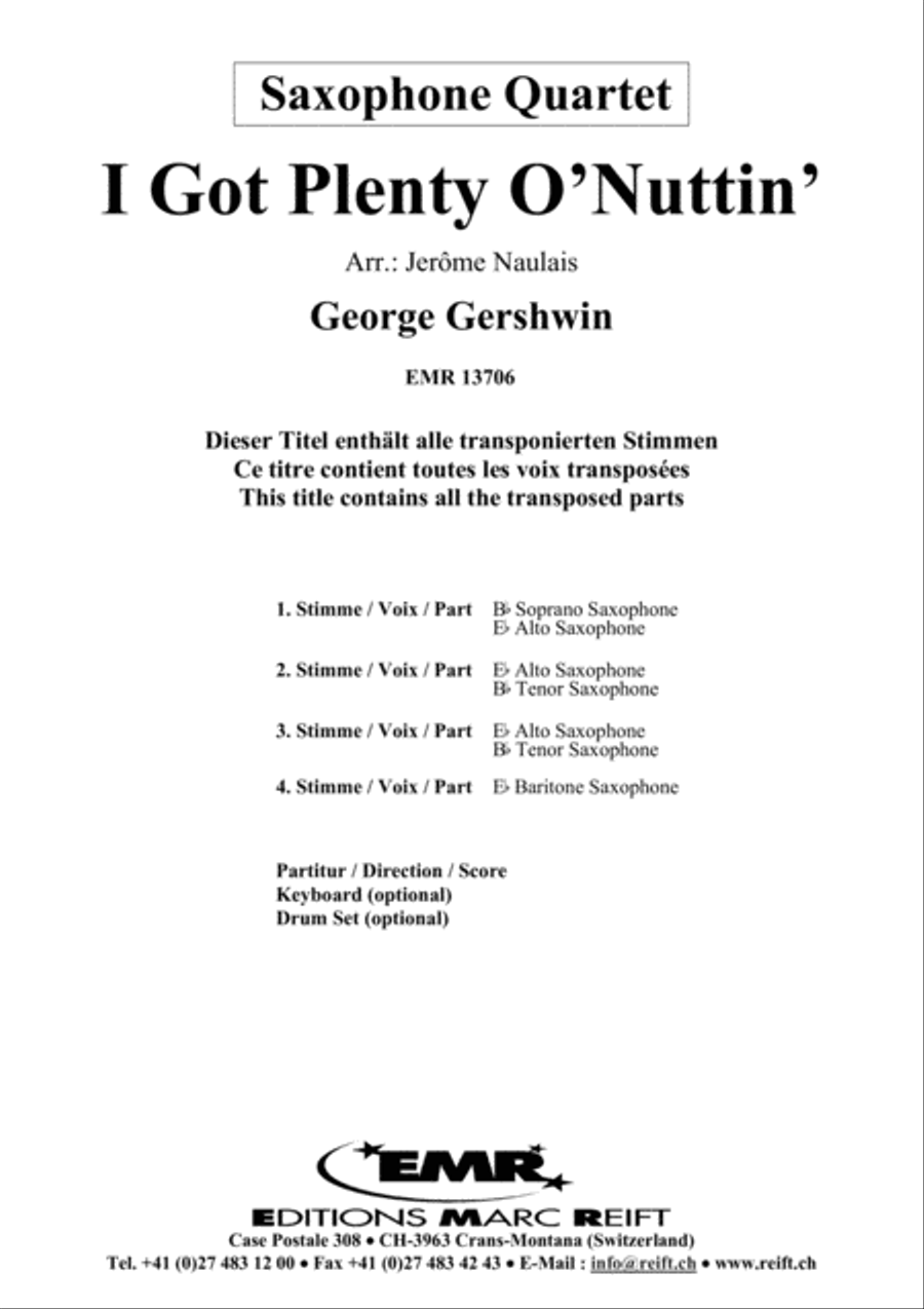 I Got Plenty O' Nuttin' Saxophone Quartet scores gallery preview page 2