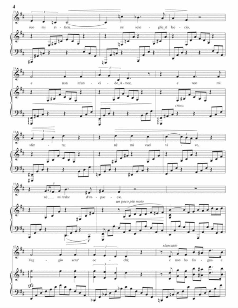 LISZT: Pace non trovo, S. 270 (first version, transposed to D major) Voice scores gallery preview page 5