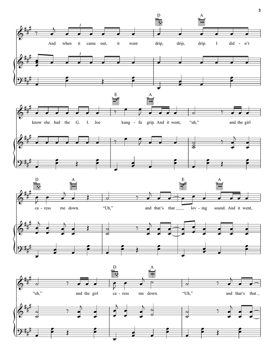 Caress Me Down Caress Me Down Piano, Vocal, Guitar scores gallery preview page 3
