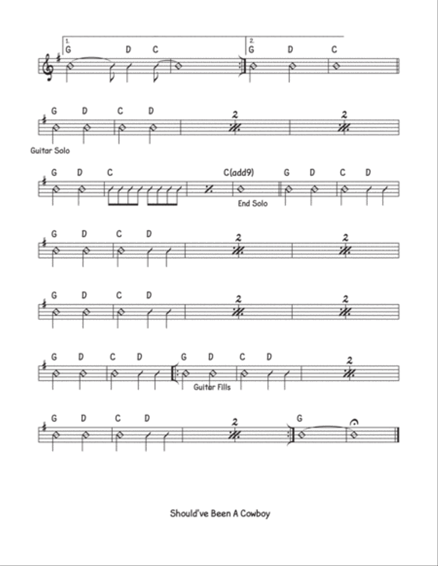Should've Been A Cowboy Should've Been A Cowboy Piano, Vocal, Guitar scores gallery preview page 2