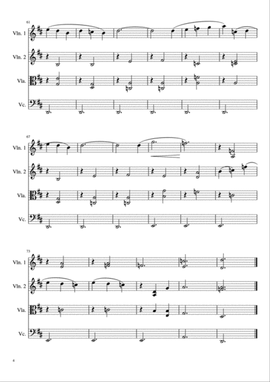Gymnopedie No. 1 String Quartet scores gallery preview page 5