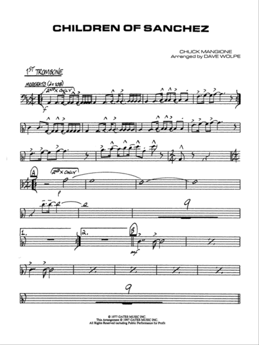 Children of Sanchez: 1st Trombone Jazz Ensemble scores gallery preview page 1
